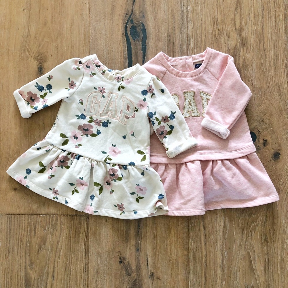 Gap Floral and Pink Sweatshirt Dresses